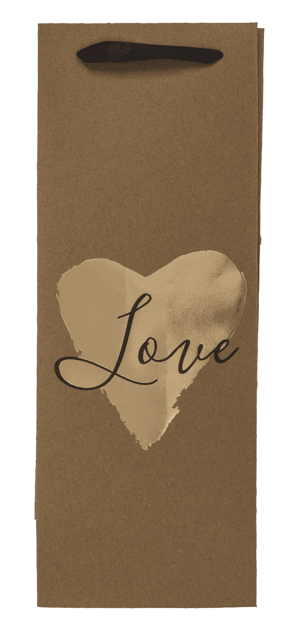 Wine bottle craft paper bag, hearts,