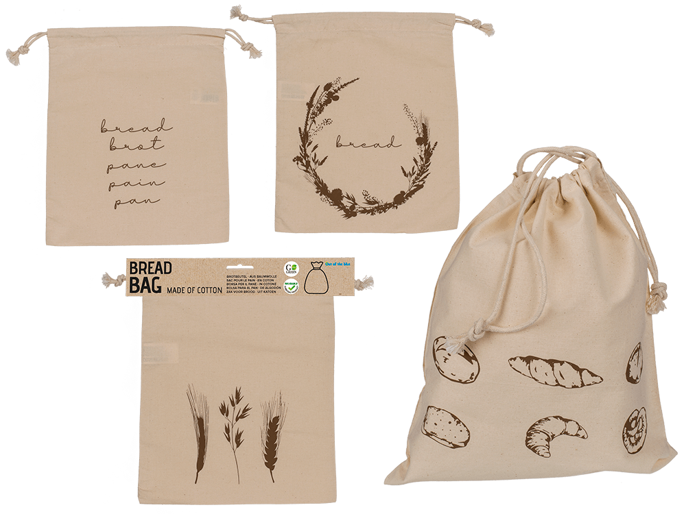 Cotton bread bag, ca. 35 x 29 cm,