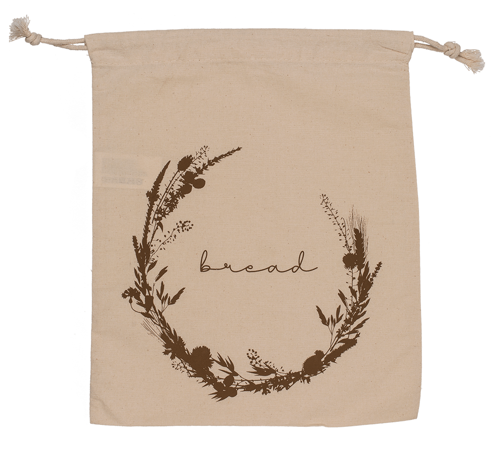 Cotton bread bag, ca. 35 x 29 cm,