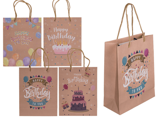 Brown coloured Paper bag, Happy Birthday,