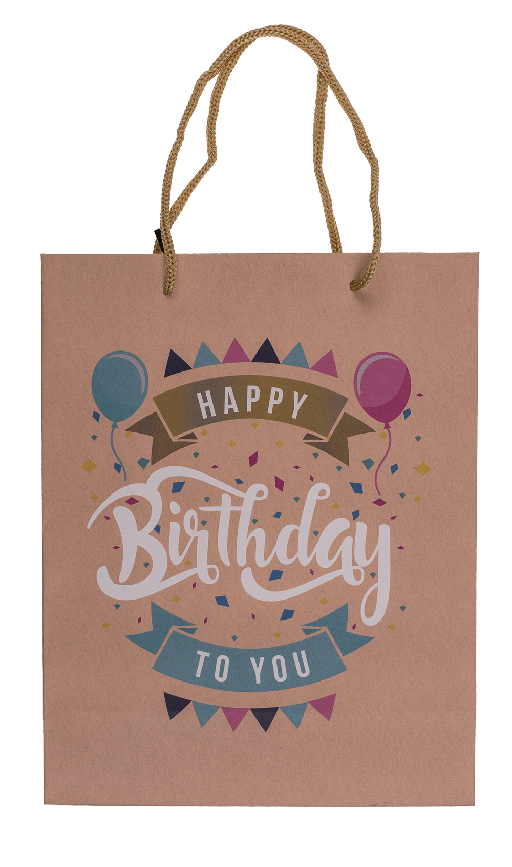 Brown coloured Paper bag, Happy Birthday,