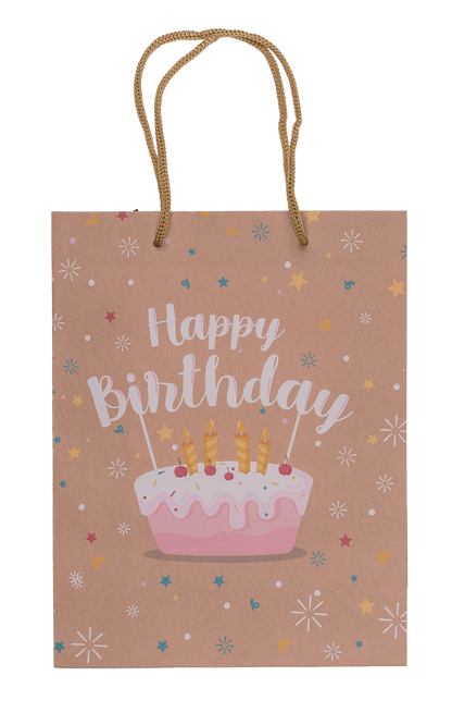 Brown coloured Paper bag, Happy Birthday,