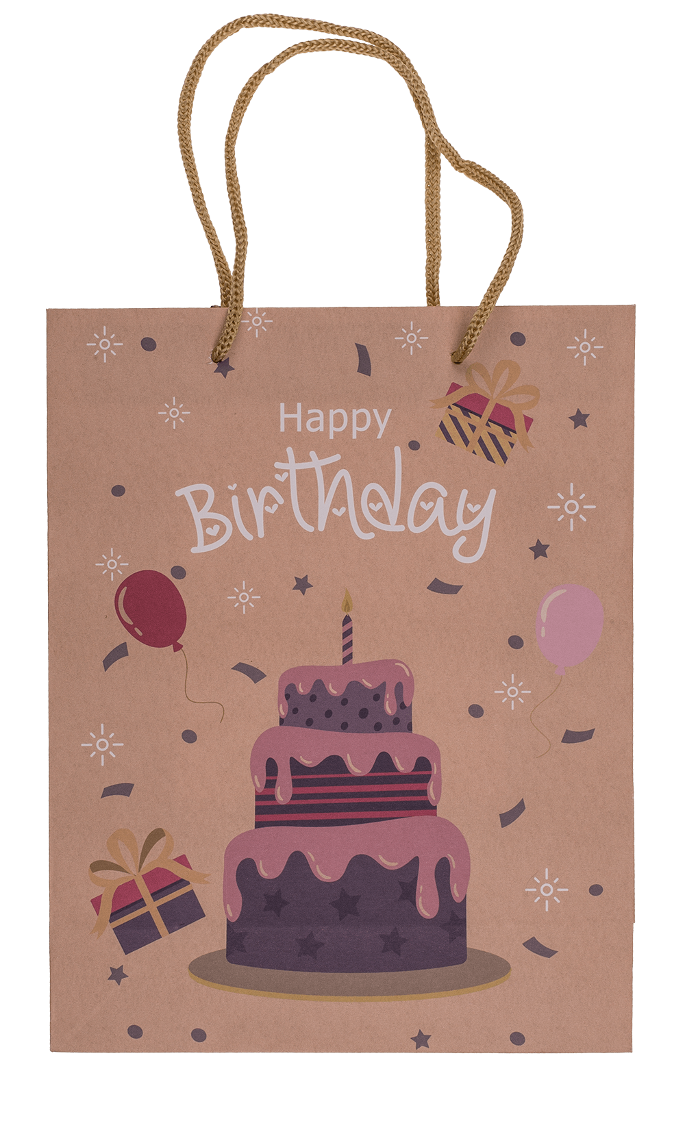 Brown coloured Paper bag, Happy Birthday,