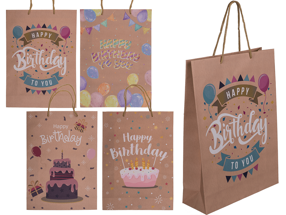 Brown coloured paper bag, Happy Birthday,