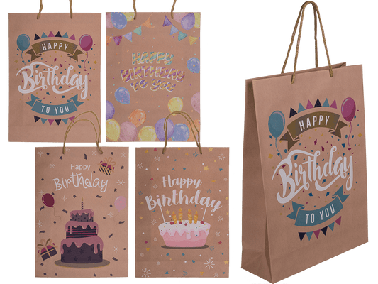 Brown coloured paper bag, Happy Birthday,