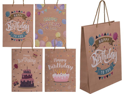 Brown coloured paper bag, Happy Birthday,