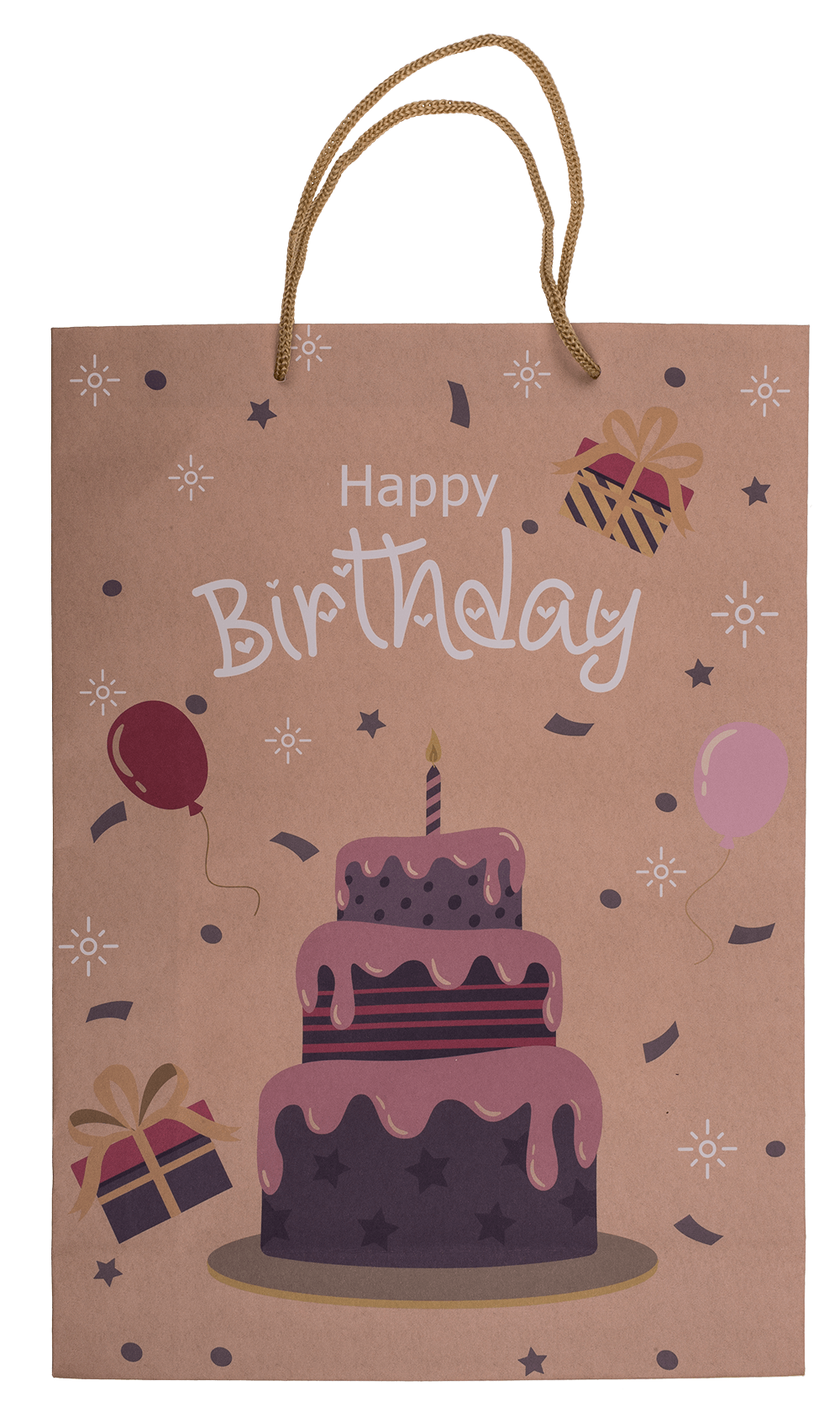 Brown coloured paper bag, Happy Birthday,