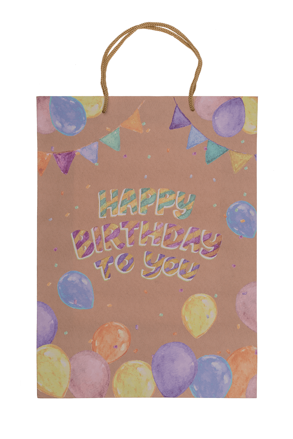 Brown coloured paper bag, Happy Birthday,