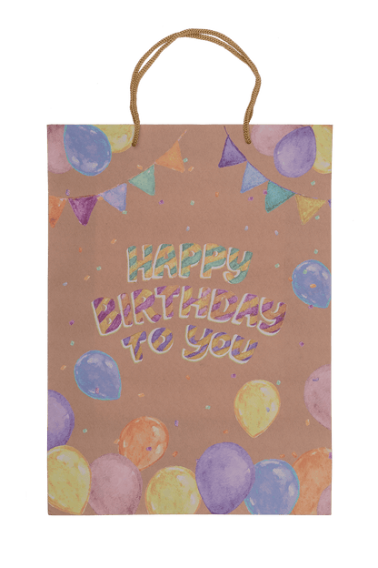 Brown coloured paper bag, Happy Birthday,