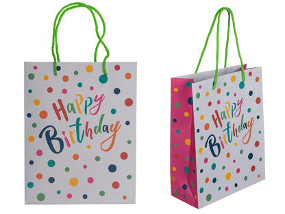 Light grey colored paper bag, Happy Birthday,