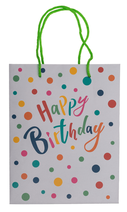 Light grey colored paper bag, Happy Birthday,