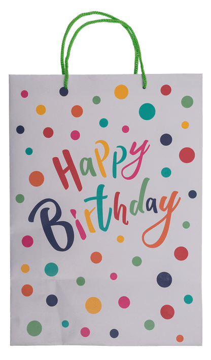 Light grey colored paper bag, Happy Birthday,