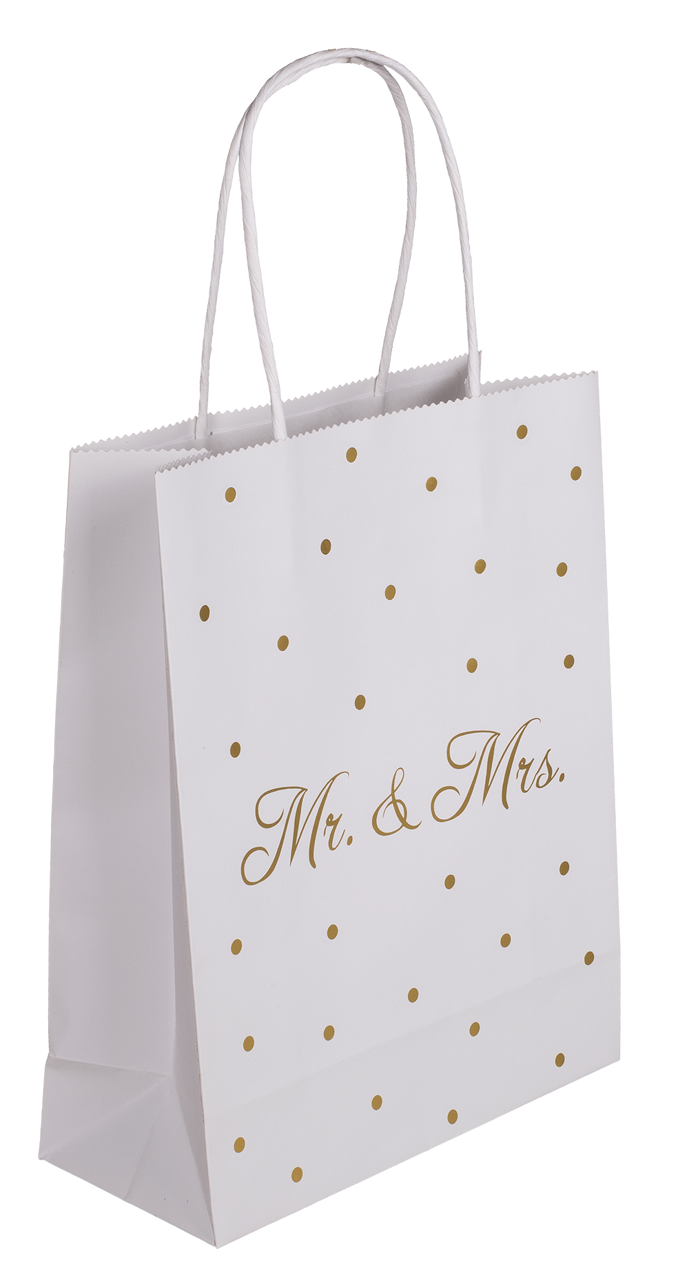White colored Gift bag, Mr & Mrs, with golden