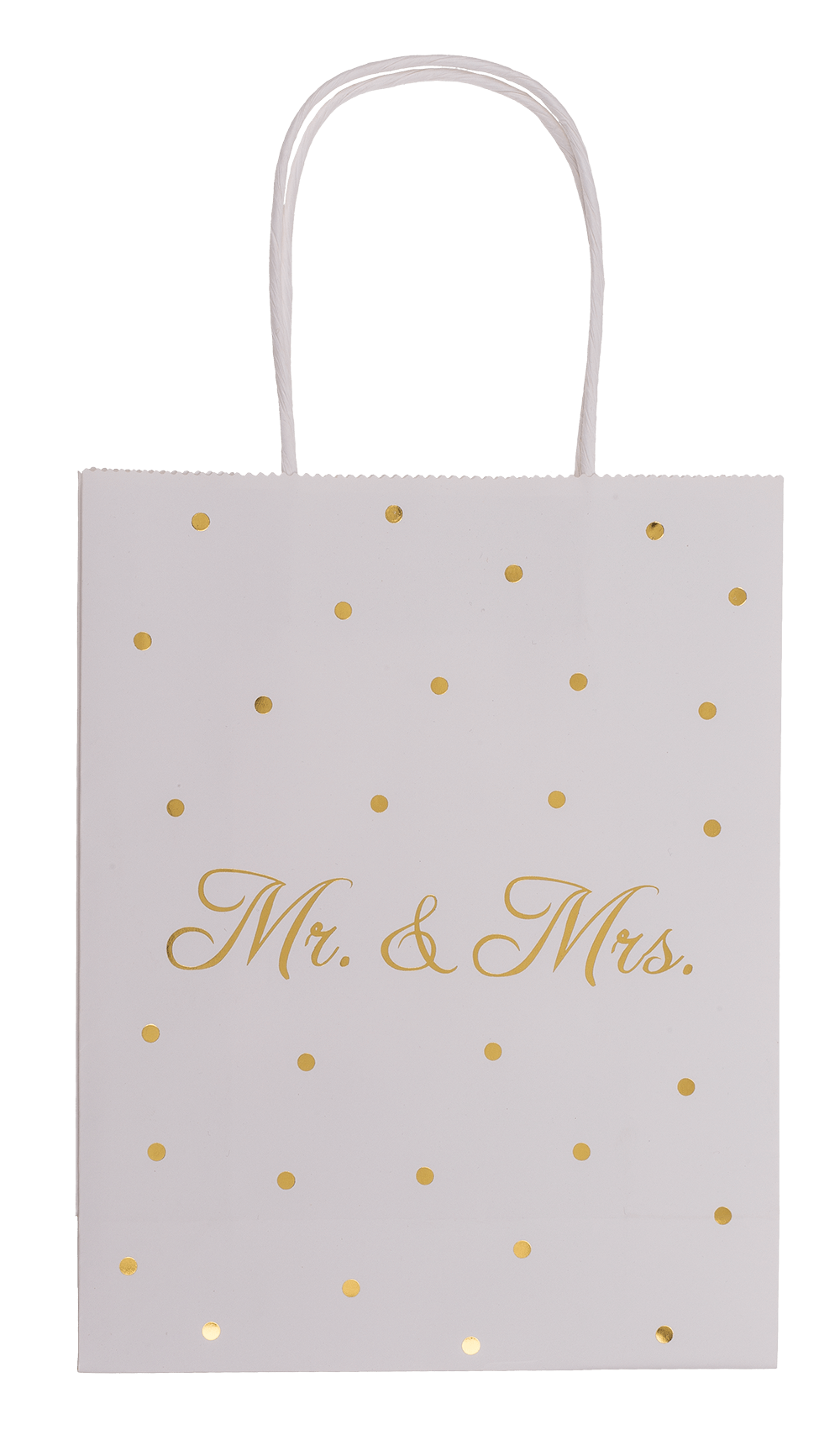 White colored Gift bag, Mr & Mrs, with golden