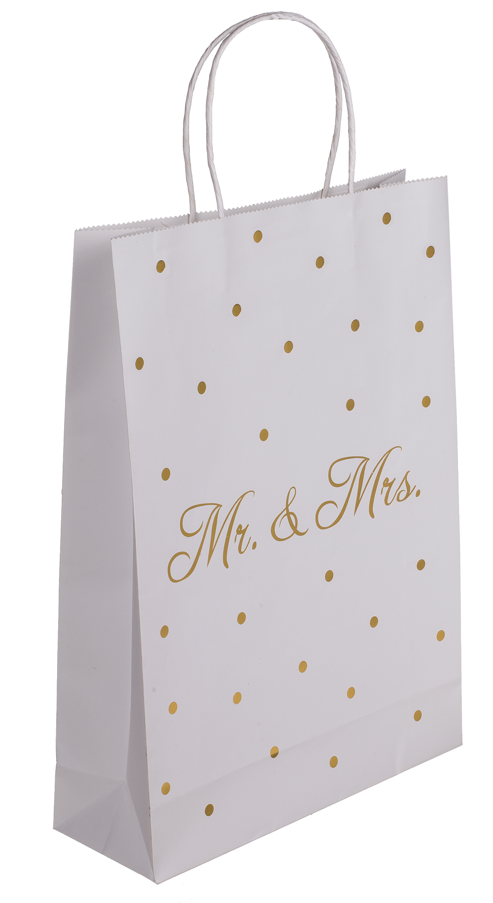 White colored Gift bag, Mr & Mrs, with golden