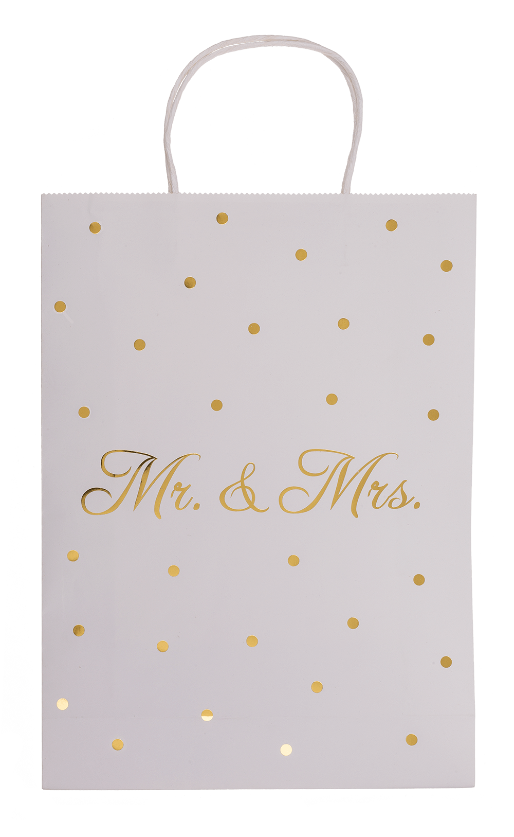 White colored Gift bag, Mr & Mrs, with golden