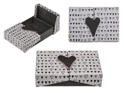 Black/white coloured surprise box, Heart,