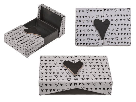 Black/white coloured surprise box, Heart,