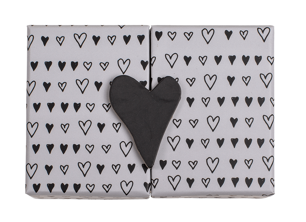 Black/white coloured surprise box, Heart,