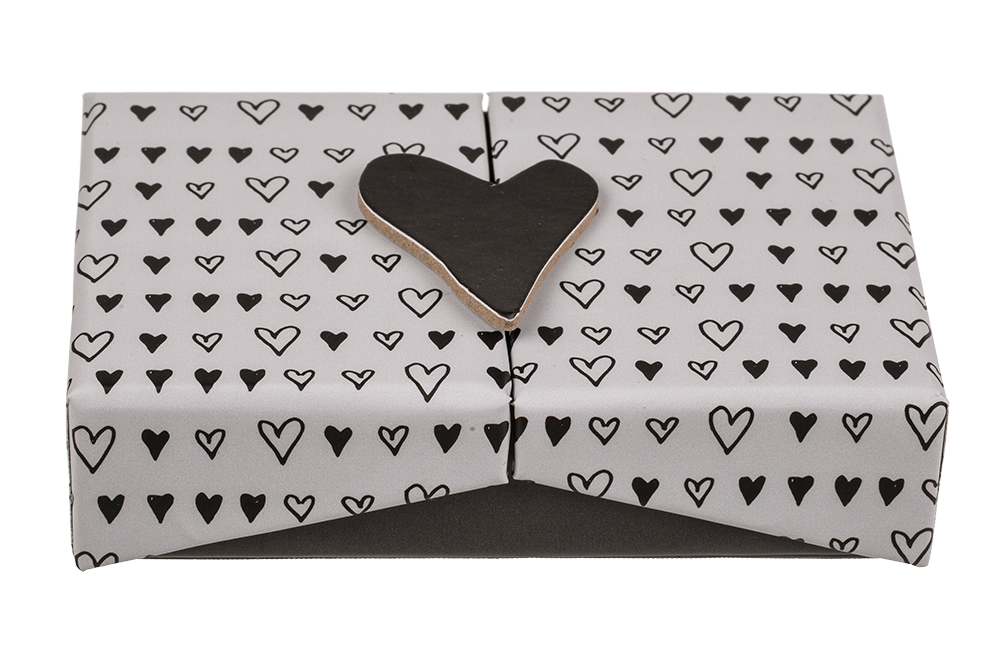 Black/white coloured surprise box, Heart,