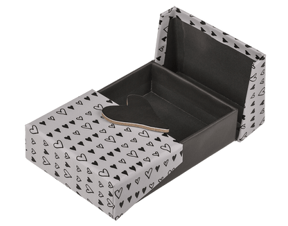 Black/white coloured surprise box, Heart,
