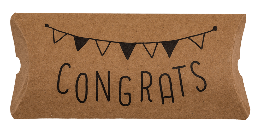 Kraft paper pillow boxes, For you, Congrats,