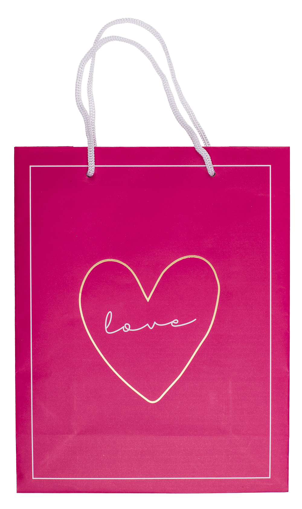 White/dark pink colored paper gift bag, Love,