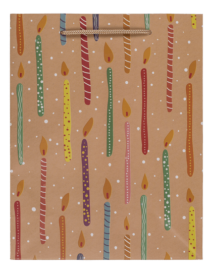 Paper gift bag, balloons & candles,