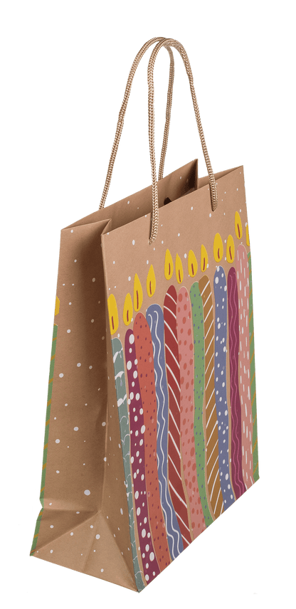Paper gift bag, balloons & candles,