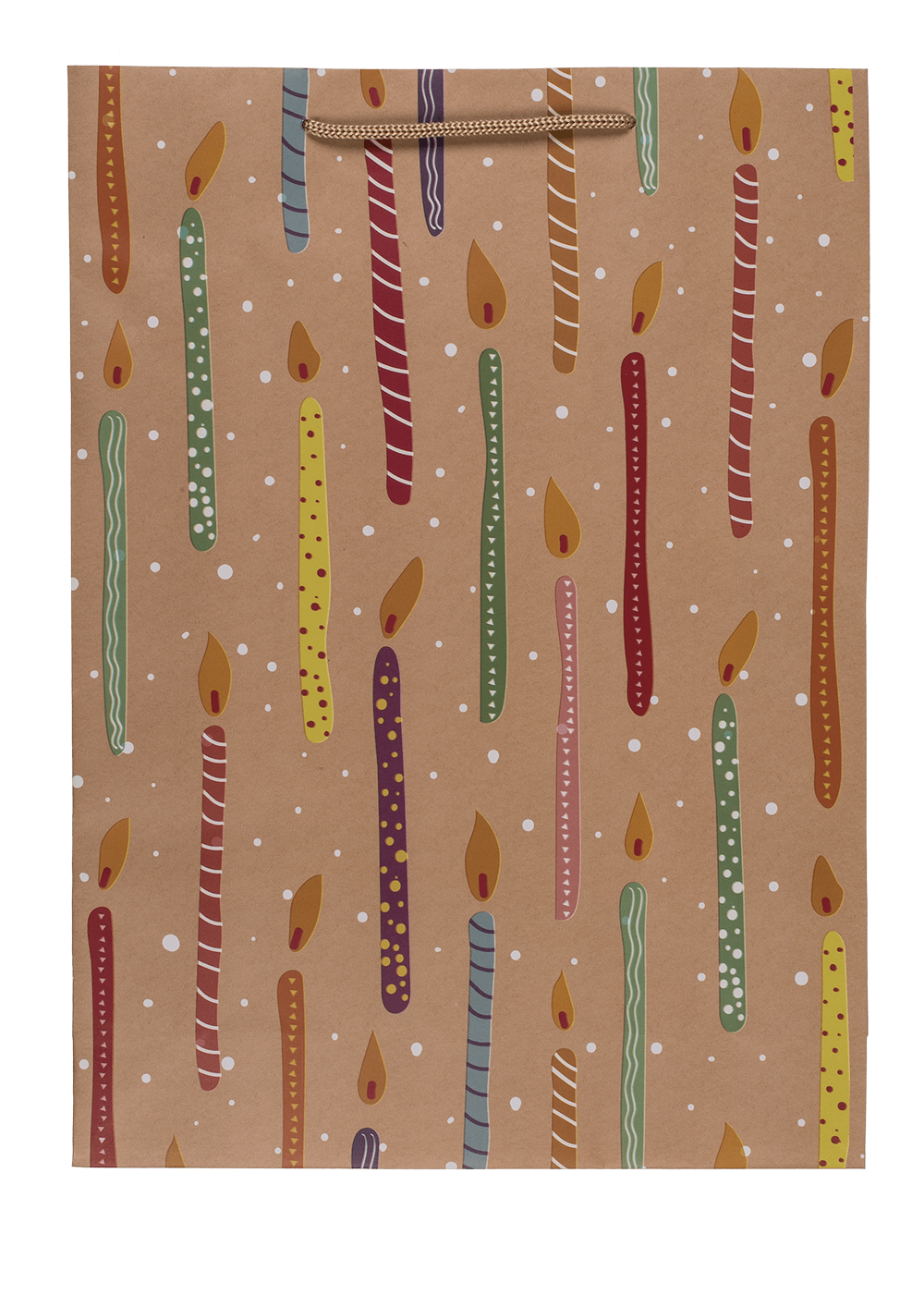 Paper gift bag, ballooons & candles,