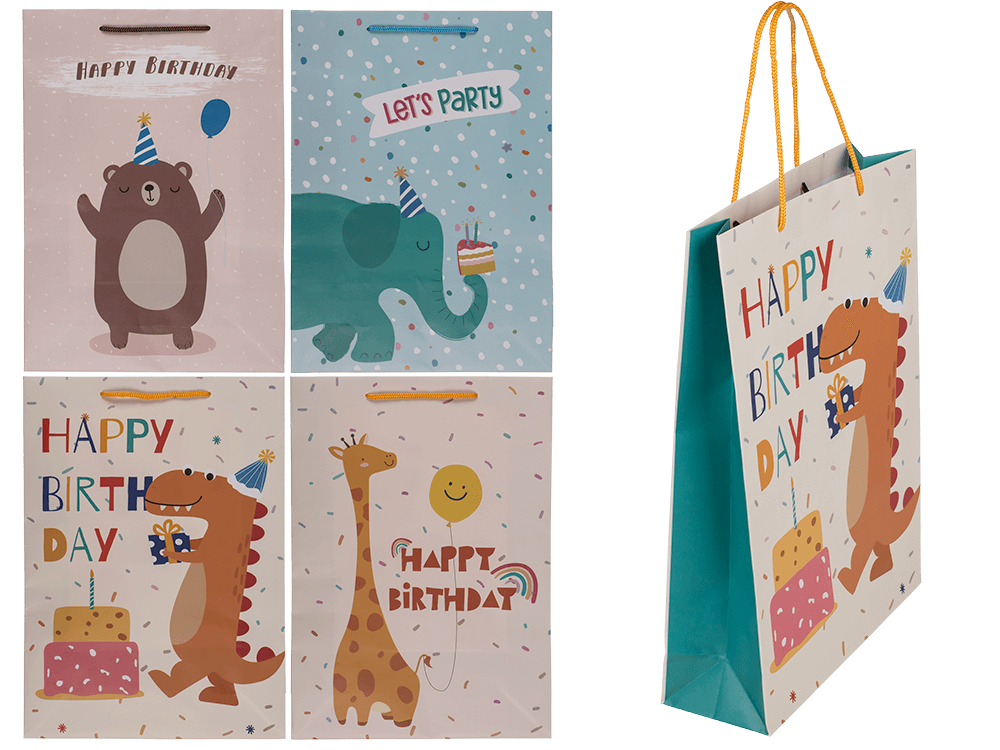 Paper gift bag, Birthday animals,