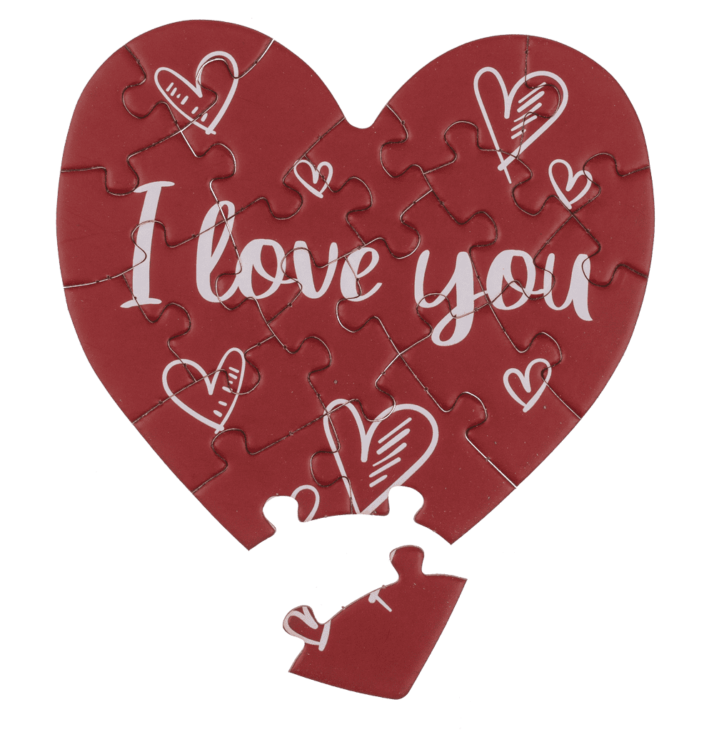 Heart shaped gift card, puzzle, Love,