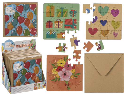 Square shaped gift card, puzzle, Birthday,