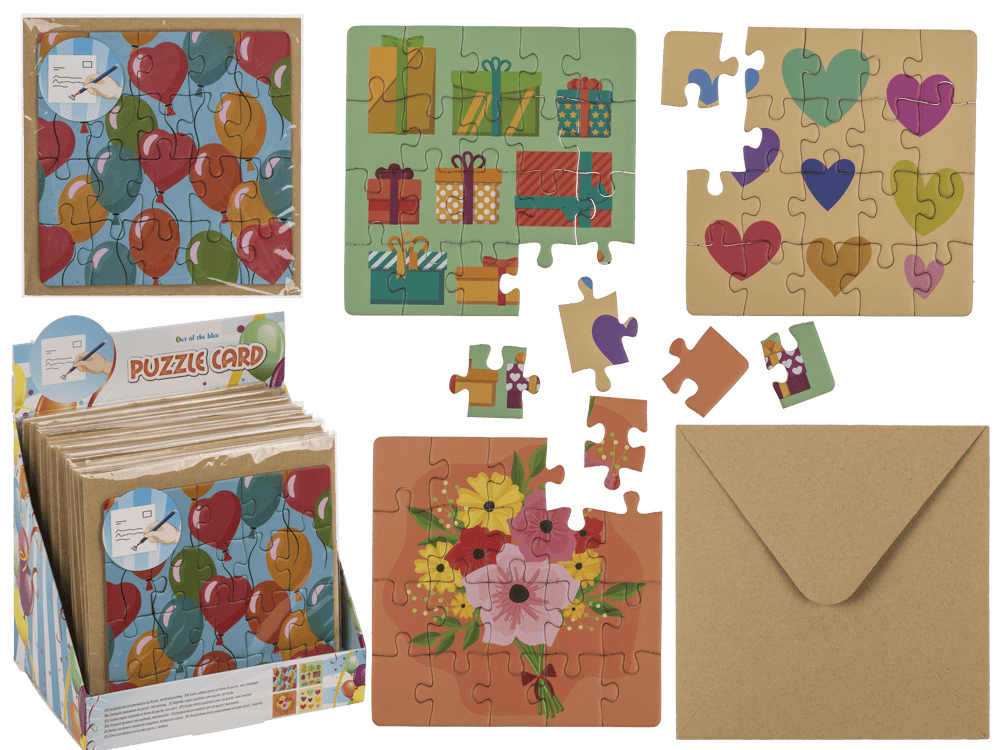 Square shaped gift card, puzzle, Birthday,