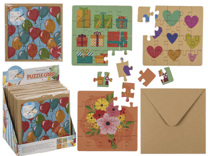 Square shaped gift card, puzzle, Birthday,