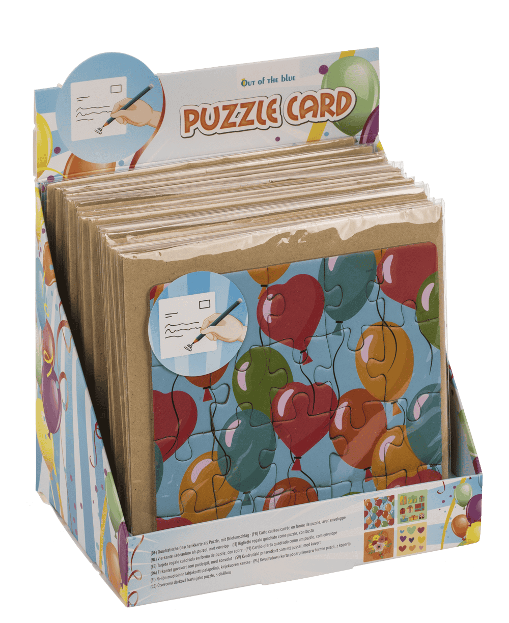 Square shaped gift card, puzzle, Birthday,