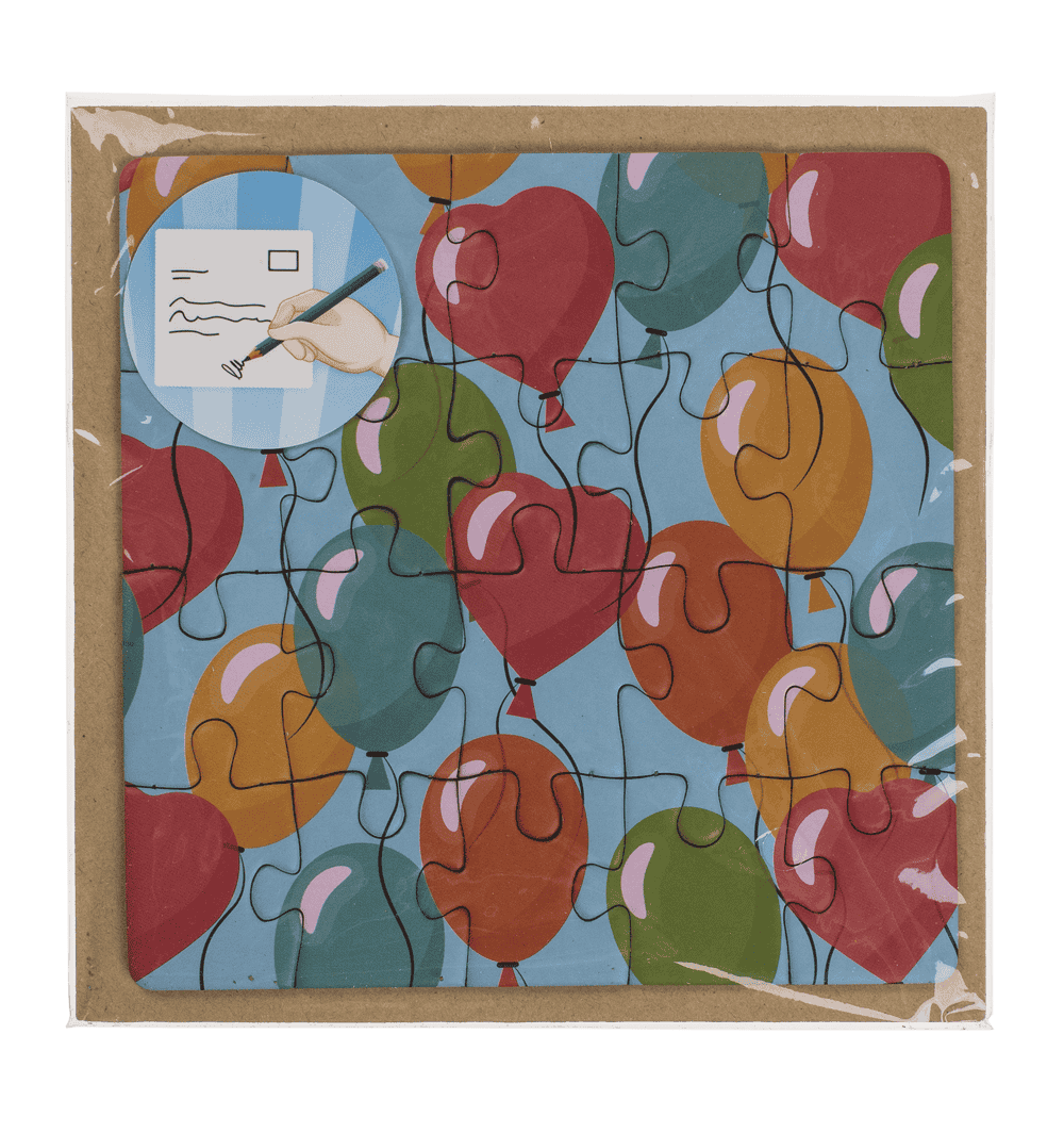 Square shaped gift card, puzzle, Birthday,