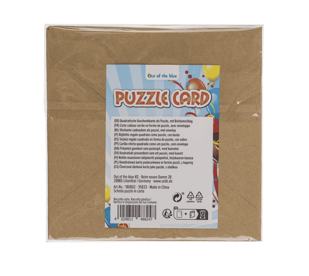 Square shaped gift card, puzzle, Birthday,