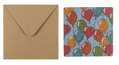 Square shaped gift card, puzzle, Birthday,