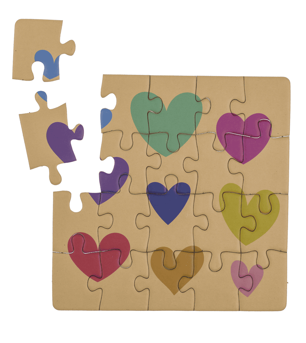 Square shaped gift card, puzzle, Birthday,