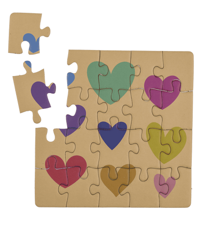 Square shaped gift card, puzzle, Birthday,