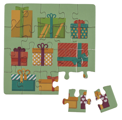 Square shaped gift card, puzzle, Birthday,