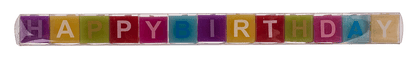 Multi coloured square candles with letters,