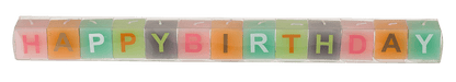 Pastel coloured  square candles with letters,