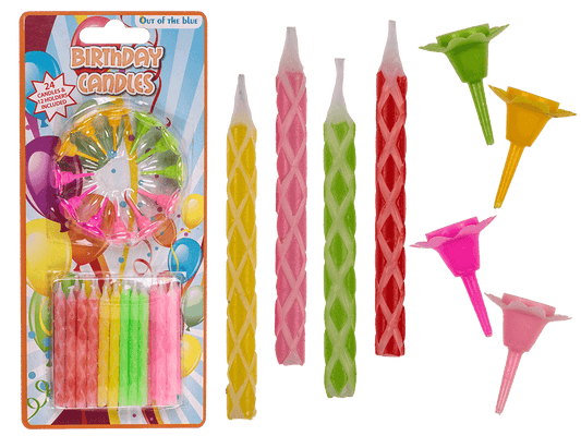 24 birthday candles, with 12 cake holder,