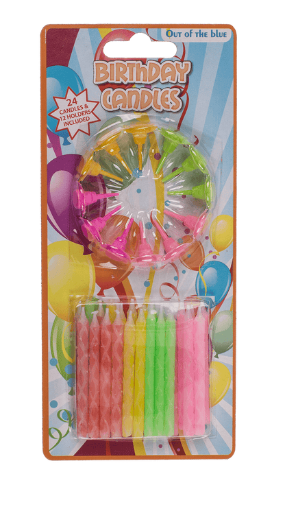 24 birthday candles, with 12 cake holder,