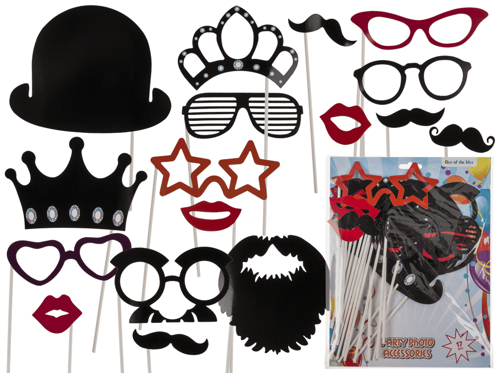 Party photo accessories on stick (Moustache,