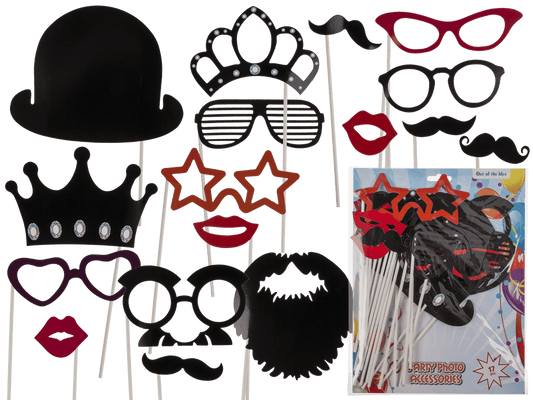 Party photo accessories on stick (Moustache,