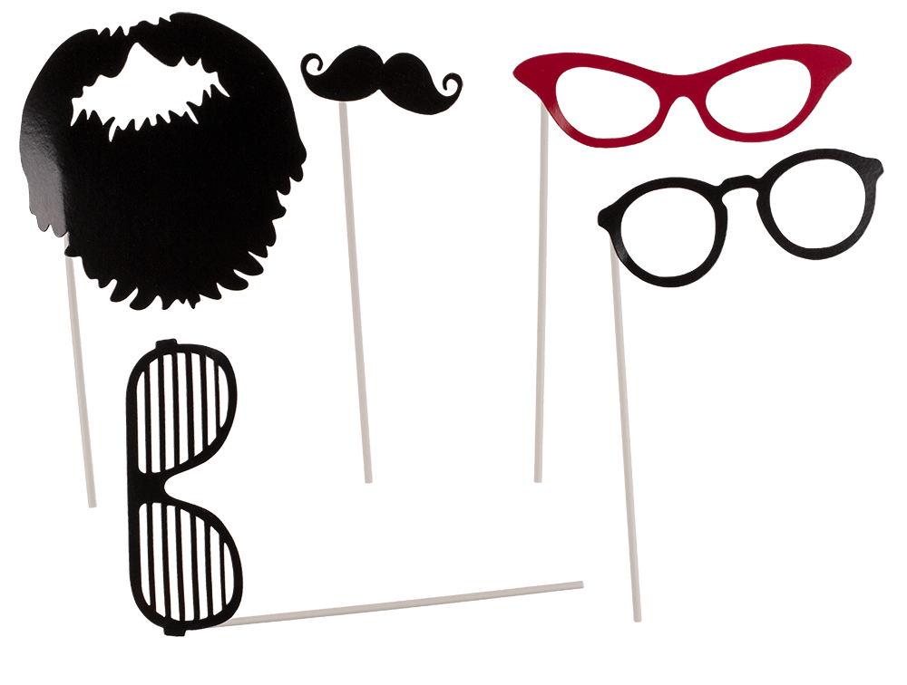 Party photo accessories on stick (Moustache,