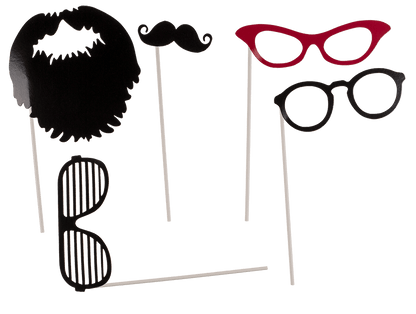 Party photo accessories on stick (Moustache,